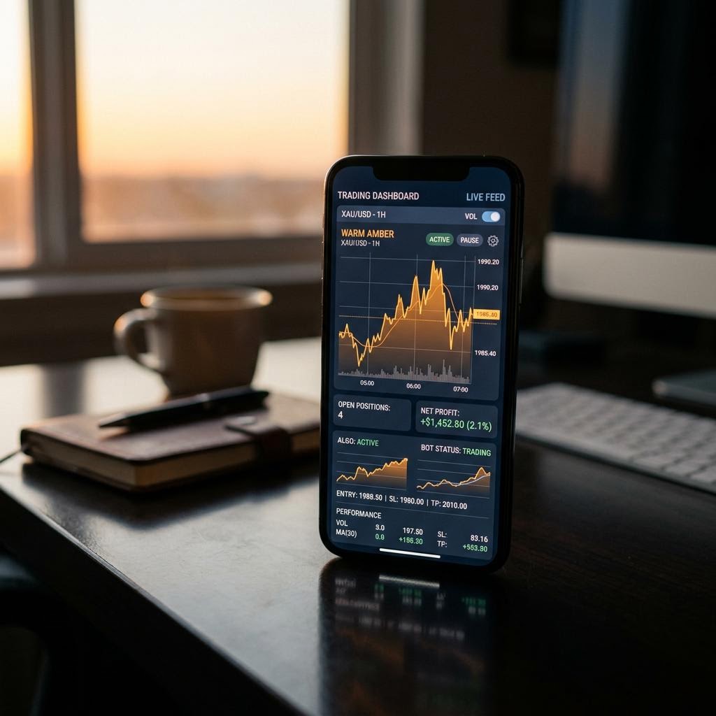 Panel de control de la plataforma de trading con IA Ámbar Ledivo
